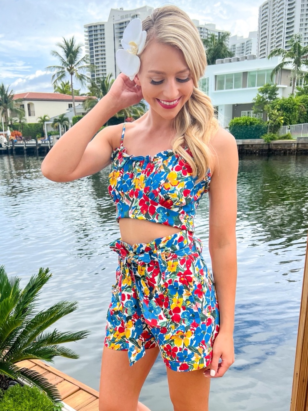 Molly Bracken Multicolor Floral Crop Top & Shorts Set